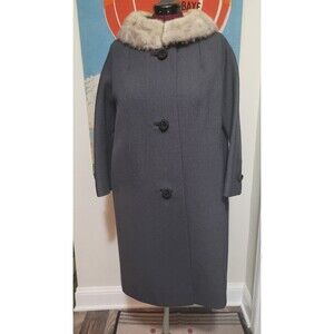 Sycamore Wool Blend Coat Women’s Size 42 Bust Mink Fur Collar Classic Vintage